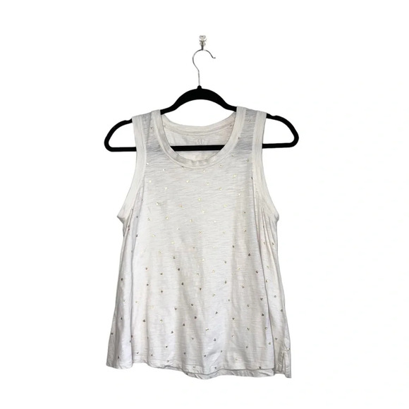 GAP Cotton Blend White & Gold Metallic Heart Print Tank Top Small Women’s - Picture 1 of 11